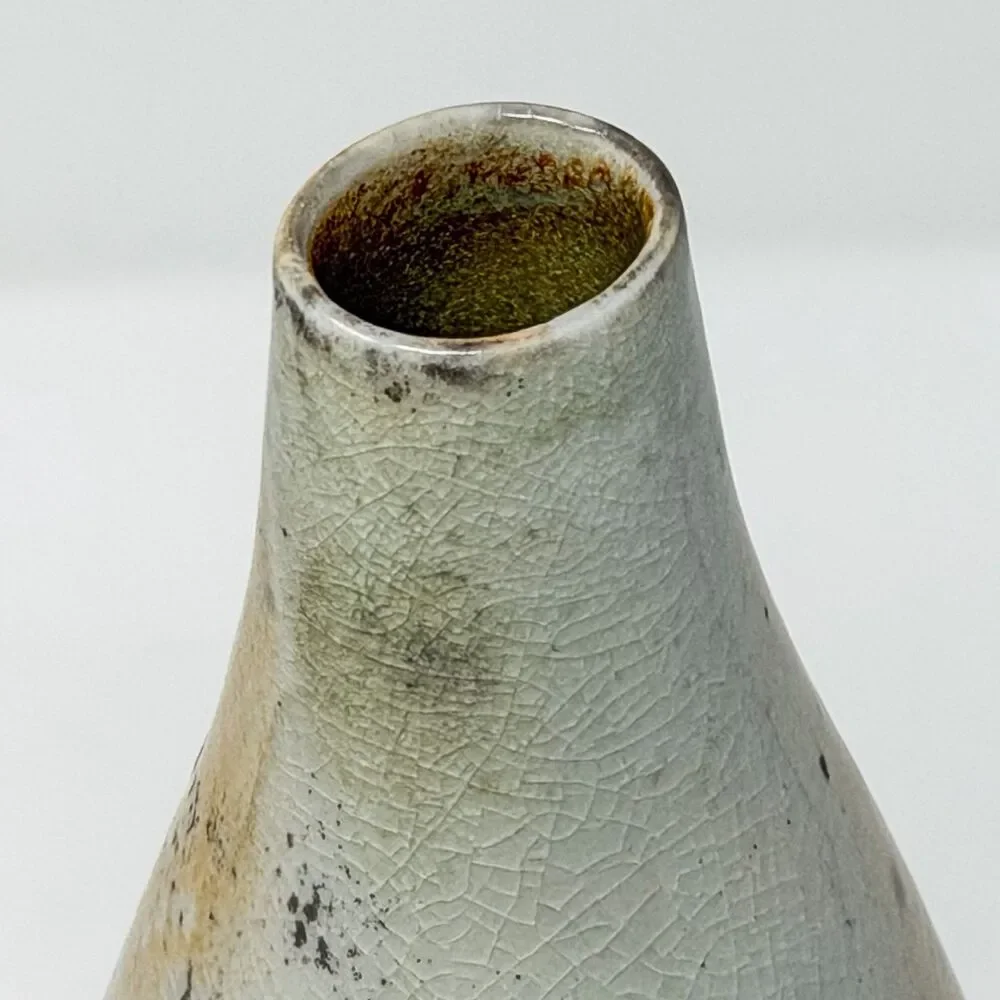 Vintage Signed Studio Pottery Speckled Bud Vase Organic Modern Ceramic